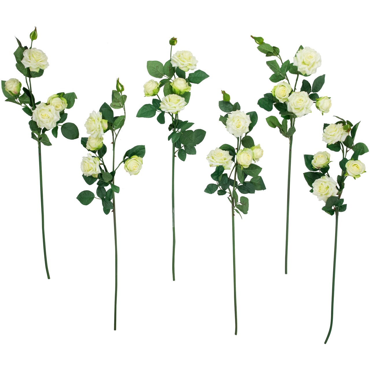Northlight Real Touch&#x2122; White Artificial Rose Floral Sprays, Set of 6 -35&#x22;